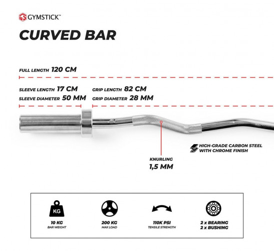 Olümpiakang GYMSTICK Curved Bar 10kg