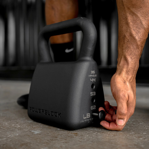 PowerBlock regulējams vingrinājumu svars kettlebell (16–28 kg)