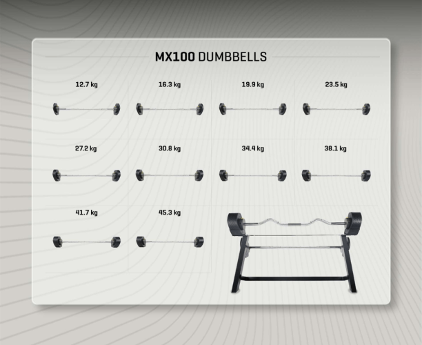 Stieņu un statīva komplekts MX Select MX100 Barbell System & Stand 12,7 - 45,3 kg Black