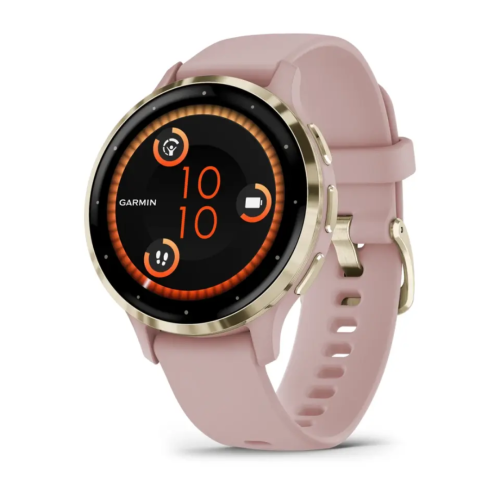Pulkstenis GARMIN Venu 3S, pelēci-rozā krāsā.