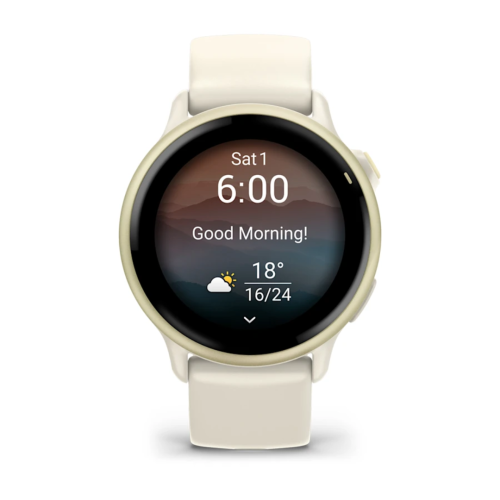 Pulkstenis GARMIN Vivoactive 6, gaiši zelta krāsā