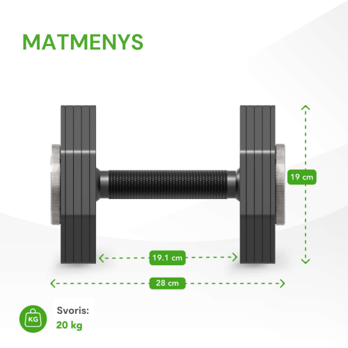 Regulējama svara hantele Tunturi Rapid Adjustable Dumbbell 20 kg