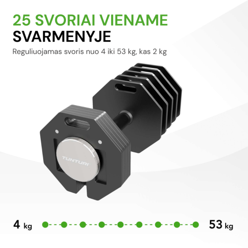 Regulējama svara hantele Tunturi Rapid Adjustable Dumbbell 53 kg