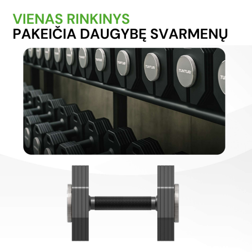 Regulējama svara hantele Tunturi Rapid Adjustable Dumbbell 53 kg