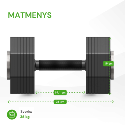 Regulējama svara hantele Tunturi Rapid Adjustable Dumbbell 36 kg