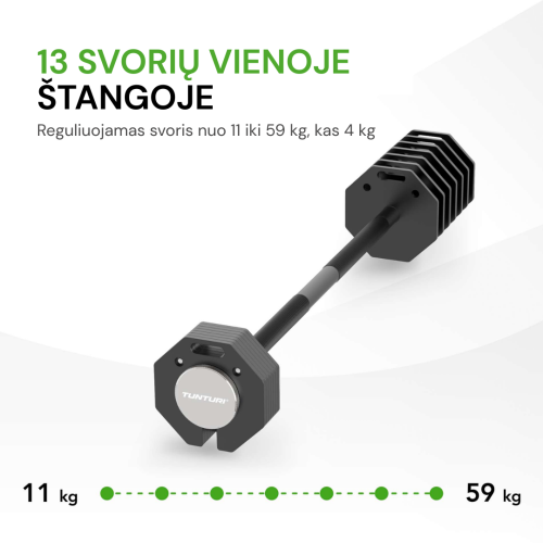 Regulējama svara stienis Tunturi Rapid Adjustable Barbell 59 kg