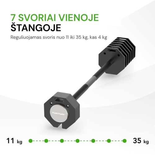Regulējama svara stienis Tunturi Rapid Adjustable Barbell 35 kg
