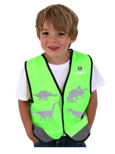 Bērnu plecu josta LittleLife Hi Vis zaļā dinosauru motīvā