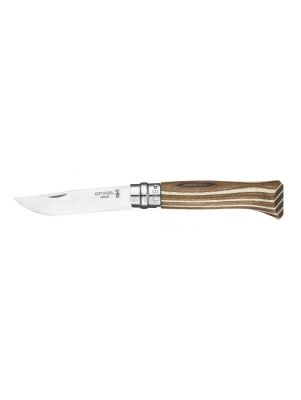 Opinel Nr.8 Laminētā brūnā peilis ar nerūsējošā tērauda asi un brūnu bērza rokturi