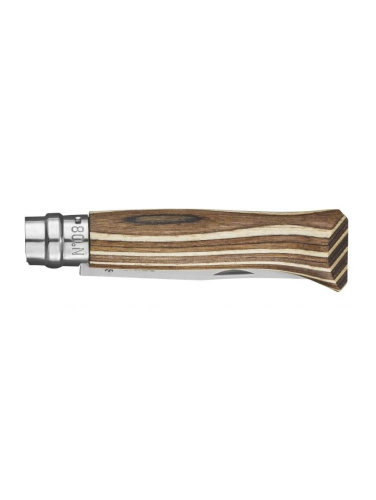 Opinel Nr.8 Laminētā brūnā peilis ar nerūsējošā tērauda asi un brūnu bērza rokturi