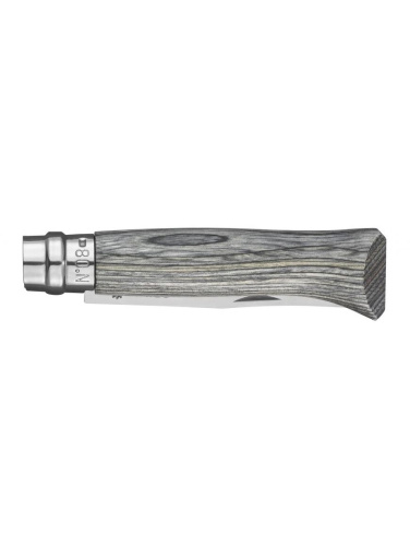 Opinel Nr.8 Laminated Grey nazobēm ar nerūsējoša tērauda asmens un pelēku bērza rokturi