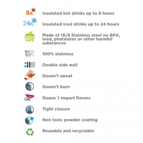 Daudzu krāsu termoss LakenJoy Thermo Bottle 0,5 l