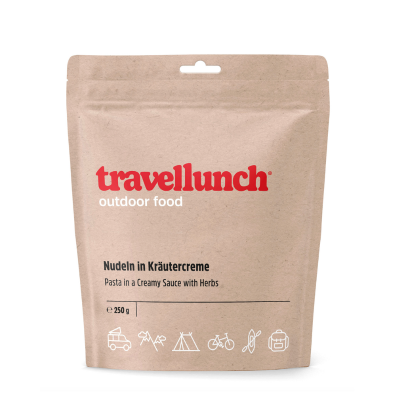 Nr. 57 Ēdiens ceļošanai Travellunch makaroni ar krēmīgu garšvielu un dārzeņu mērci 250 g.