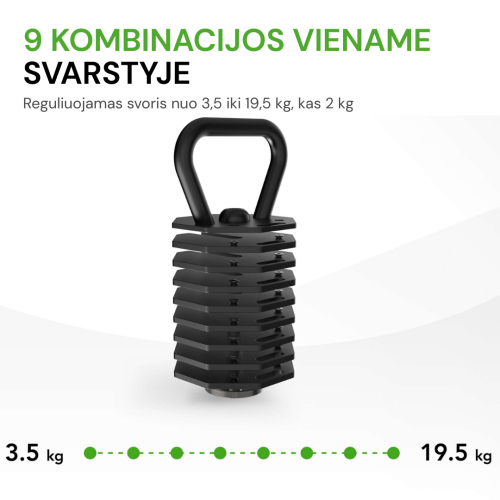 Regulējams svara rokturis Tunturi Rapid Adjustable Kettlebell Handle 19,5 kg