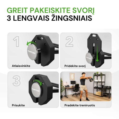 Regulējams svara rokturis Tunturi Rapid Adjustable Kettlebell Handle 28 kg
