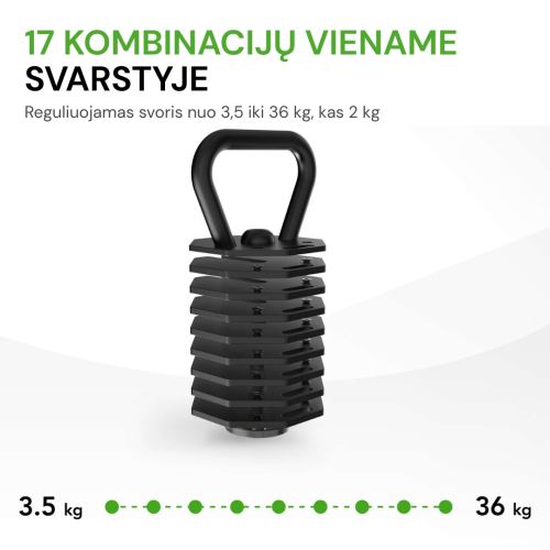 Regulējams svara rokturis Tunturi Rapid Adjustable Kettlebell Handle 36 kg