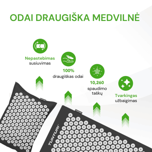 Paklājiņš TUNTURI PRO ACUPRESSURE MAT AND PILLOW BLACK