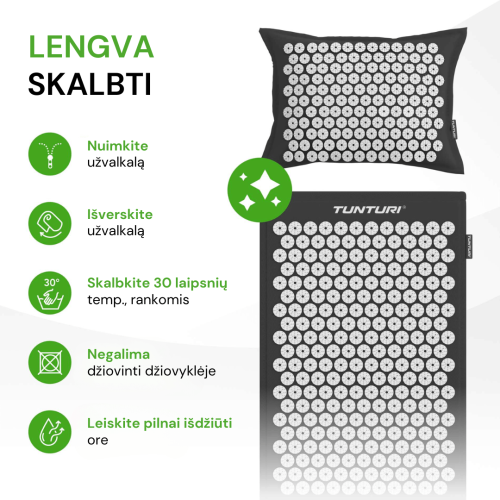 Paklājiņš TUNTURI PRO ACUPRESSURE MAT AND PILLOW BLACK