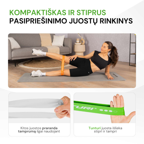 Elastīgo pretestības lentu komplekts TUNTURI Mini Resistance Band Set, 4 gab.