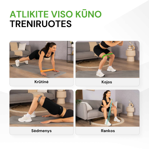 Elastīgo pretestības lentu komplekts TUNTURI Mini Resistance Band Set, 4 gab.