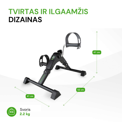 Velotrenažieris Tunturi Mini Bike Foldable, Black, Inc. Display