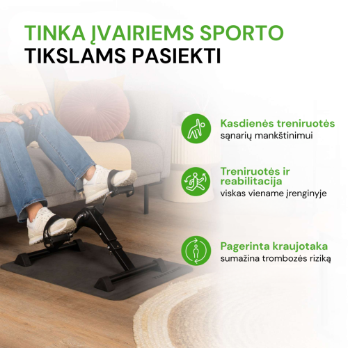 Velotrenažieris Tunturi Mini Bike Foldable, Black, Inc. Display