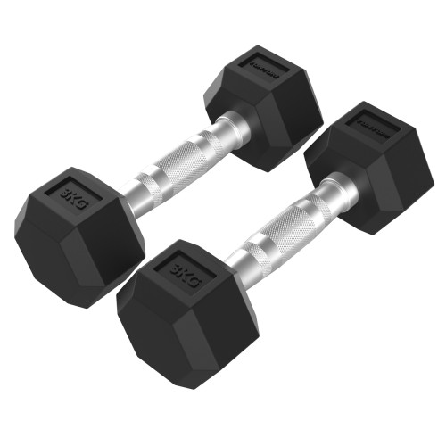 Hanteļu komplekts TUNTURI Platinum Hex Rubber Dumbbell Set, 2,5-20kg