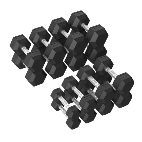Hanteļu komplekts TUNTURI Platinum Hex Rubber Dumbbell Set, 2,5-20kg