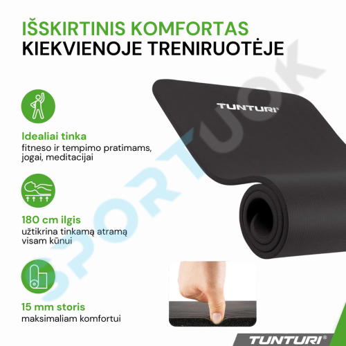 Fitnesa paklājiņš TUNTURI NBR Fitness Mat bez somas