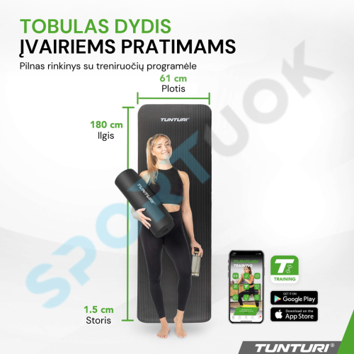 Fitnesa paklājiņš TUNTURI NBR Fitness Mat bez somas