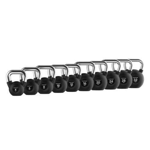 Gumijotas svaru bumbas Tunturi Platinum Rubber Kettlebell 4–32 kg
