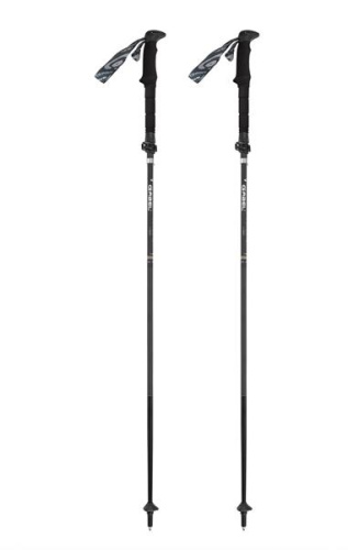 Gabel Hibrīdās ogļu salokāmas nūjas trekingam, skriešanai pa taku, 105-125 cm, melnas