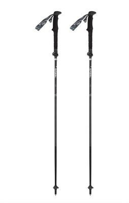 Gabel Hibrīdās ogļu salokāmas nūjas trekingam, skriešanai pa taku, 105-125 cm, melnas