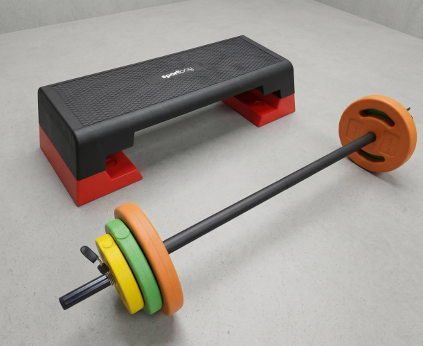 Sportbay profesionāls fitness stepa sols + Body Pump komplekts 20 kg