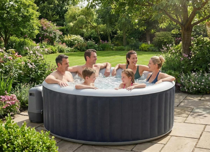 Phuket zilā lāzera pītas rotangpalmas piepūšamais spa baseins, 4–6 vietas