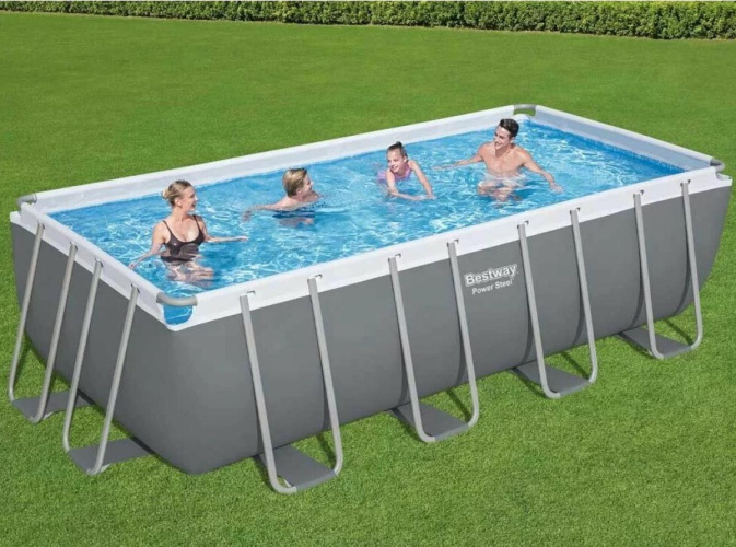 Rāmja baseins Bestway Power Steel 488×244×122 cm ar kasetes filtrēšanas sūkni un piederumiem (56671)