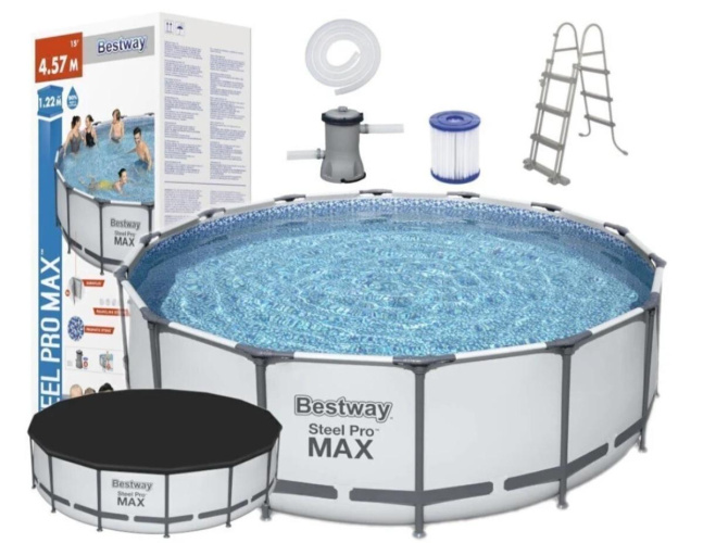 Rāmja baseins Bestway Steel Pro Max komplekts 457x122 cm, ar filtru sūkni un piederumiem (56438)
