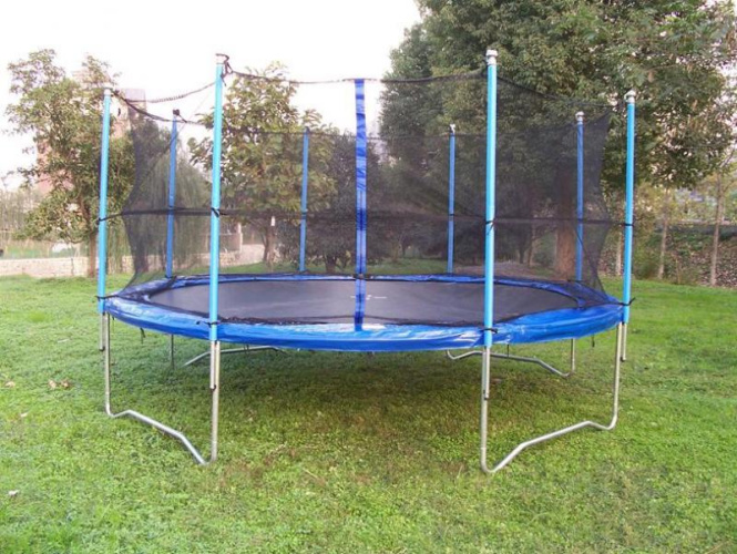 Trampolīns 427 cm ar drošības tīklu un kāpnītēm, 14 pēdas (4,27 m)