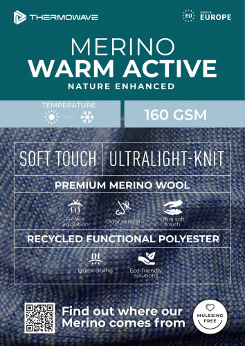 Vīriešu krekls THERMOWAVE Merino Warm Active, tumši pelēks